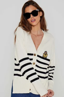 Pulls^Five Jeans Gilet Mariniere Off White