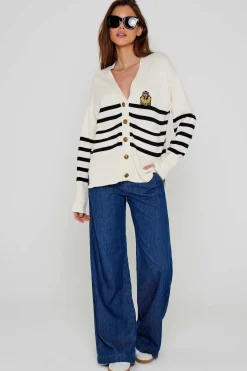 Pulls^Five Jeans Gilet Mariniere Off White
