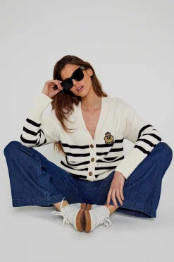 Pulls^Five Jeans Gilet Mariniere Off White