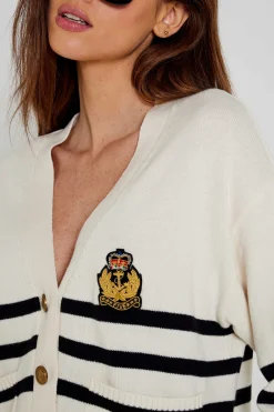 Pulls^Five Jeans Gilet Mariniere Off White