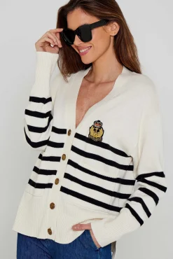 Pulls^Five Jeans Gilet Mariniere Off White